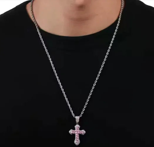 Gothic Big Zircon Cross Necklace Unisex