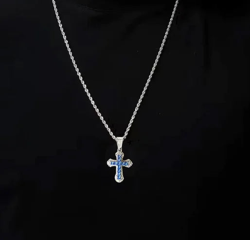 Gothic Big Zircon Cross Necklace Unisex