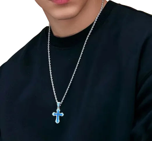 Gothic Big Zircon Cross Necklace Unisex